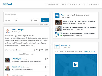 LinkedIn Redesign - Feed content animation concept free linkedin motion graphic redesign social media ui user interface ux web design