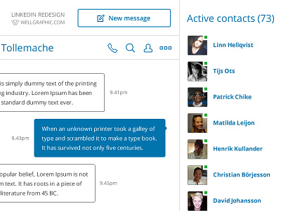 LinkedIn Redesign - Conversation & Active contacts chat concept linkedin messages motion graphic redesign social media ui user interface ux web design