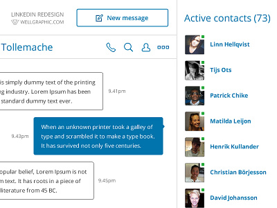 LinkedIn Redesign - Conversation & Active contacts