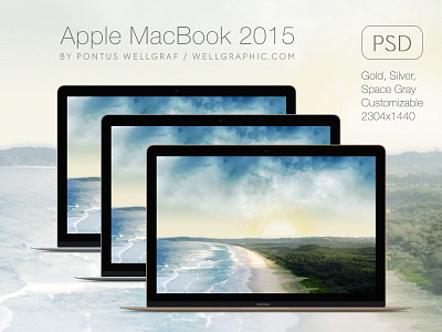 Apple Macbook 2015 Mockup PSD apple customizable download free illustration macbook mockup new notebook psd resource