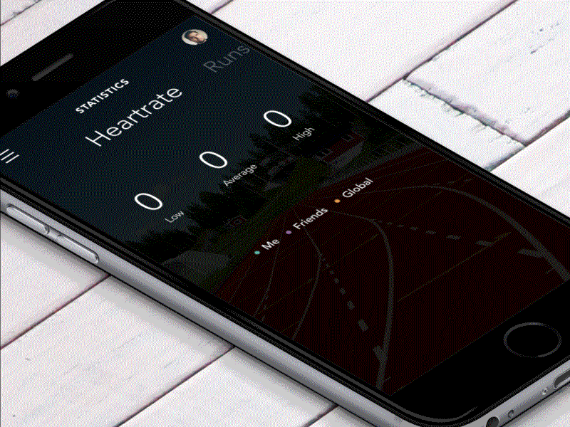 Running Statistics - Animation animation appdesign gif heartrate mobiledesign running ui uidesign userexperience userinterface ux uxdesign