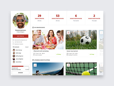 Friendo Events - Profile appdesign event mobiledesign profile ui uidesign userexperience userinterface userprofile ux uxdesign webapp