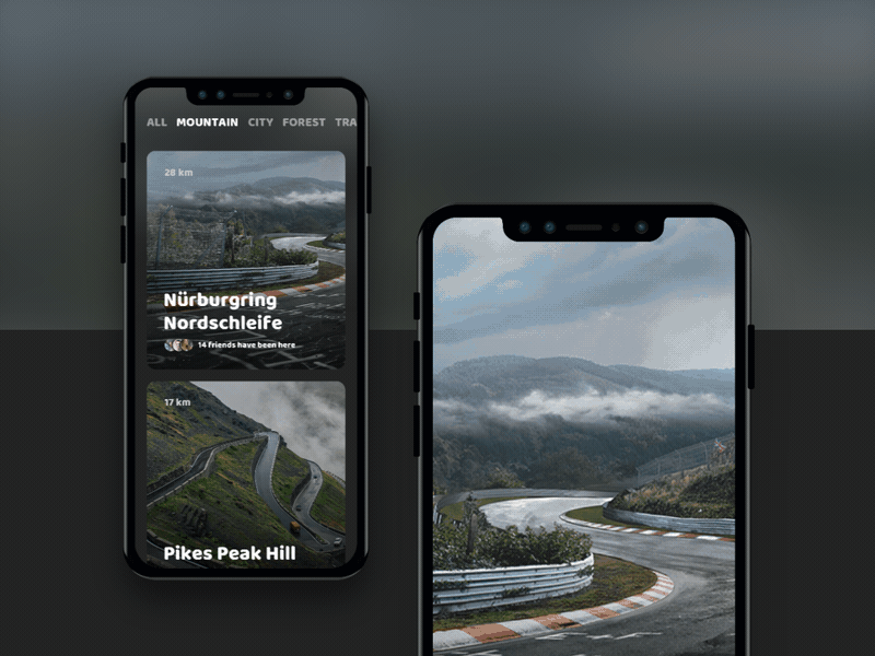 iPhone X Mountain Destination Browsing animation app browse chat gif interaction interface iphonex motion phone ui ux