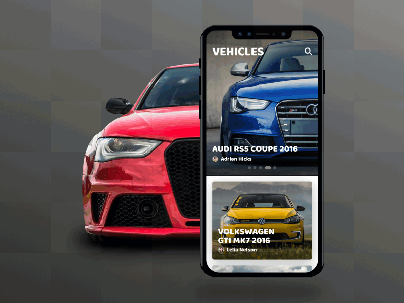 Featured Vehicles Browsing animation app browse gif interaction interface iphonex motion pagination swipe ui ux