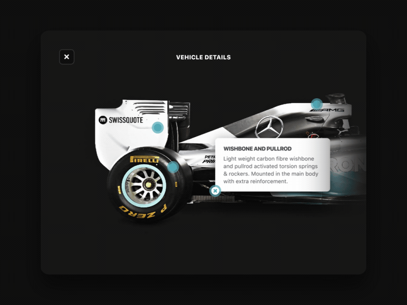 Formula 1 Vehicle Details animation app car formula 1 gif interaction interface motion ui ux vehicle web