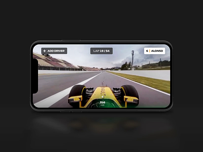 Formula 1 - Dual Screen Viewing Experience 3d after effects animation automotive car device formula 1 gif motion racing sport stream ui user interace ux video viewing