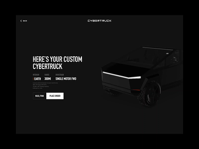 Tesla Cybertruck — Make it custom 3d after effects animation automotive concept customize cybertruck effect interaction interface motion order purchase redesign tesla ui user interface ux vehicle web