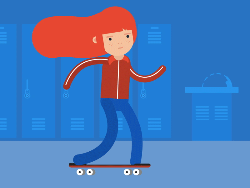 Skater Girl 2d animation character loop mad max skate skateboarding stranger things