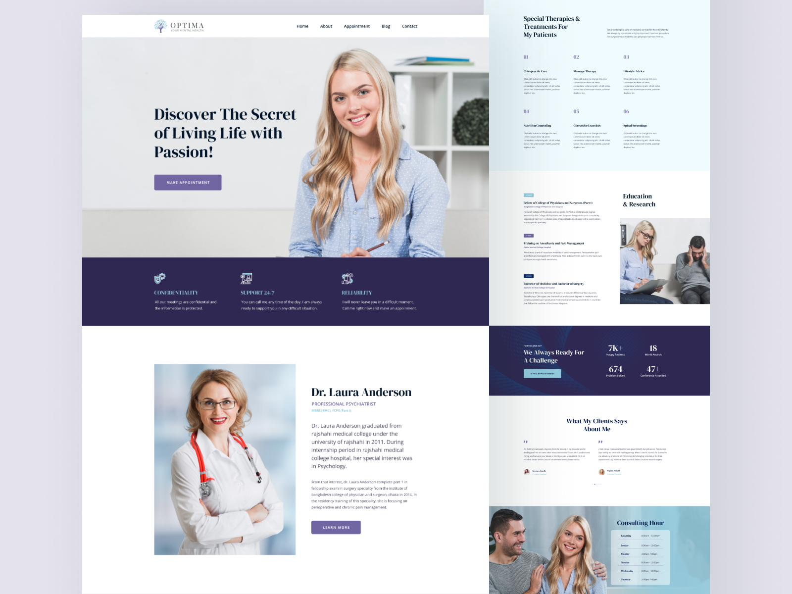 Optima Psychologist Portfolio Landing Page by RH on Dribbble