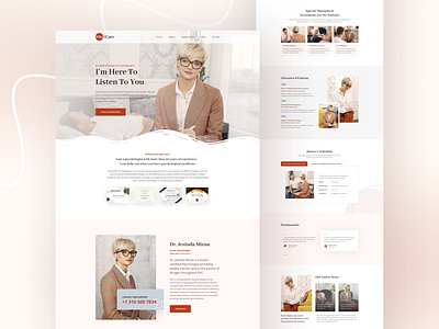 MindCare Psychologist Portfolio Landing branding clean creative design doctor doctor appointment figma flat icon illustration landing page logo medical minimal portfolio typography ui ux vector web