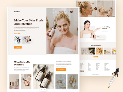Bewty - Product Landing Page branding clean creative flat landing page minimal online shop product skin skincare typography ui uidesign web woocommerce