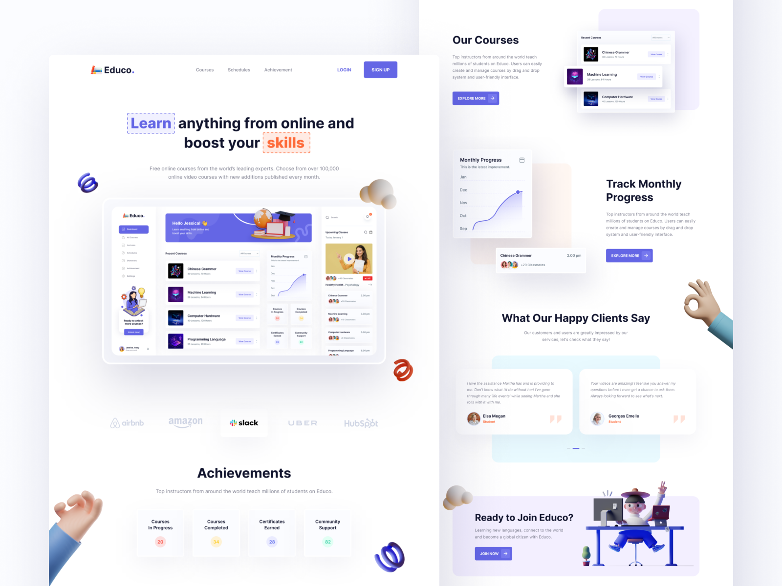 Educo - eLearning Dashboard Landing by RH on Dribbble