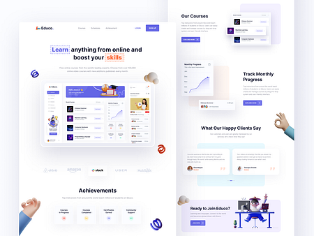 Educo - eLearning Dashboard Landing by RH on Dribbble