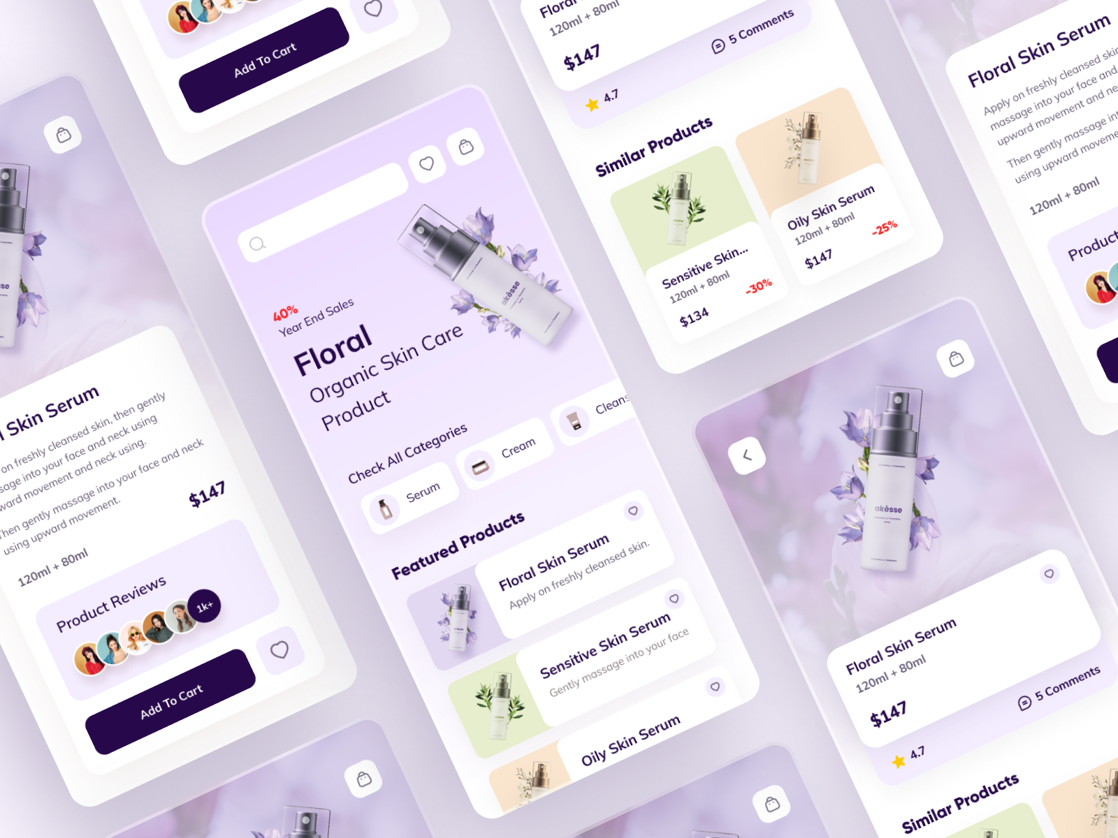 Organic Store - Ecommerce App cart shopify shop online online store ecommerce product skincare salon beauty app vector clean design flat ux uidesign ui typography creative minimal