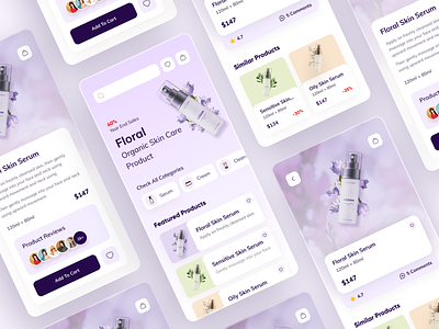 Organic Store - Ecommerce App beauty app cart clean creative design ecommerce flat minimal online online store product salon shop shopify skincare typography ui uidesign ux vector