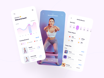 Fitness App UI activity app creative exercise fitness gym interface ios minimal mobile app ui sport tracker trainer ui ux wellness workout