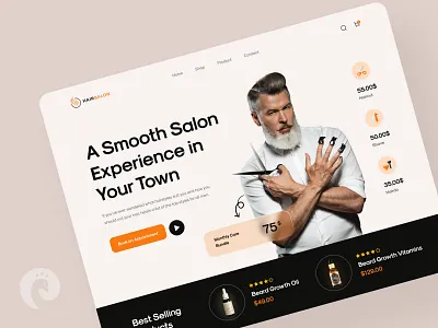 Barber Shop Hero Exploration barber barber shop barbers barbershop clean company creative design enterpreneur figma haircut landing page minimal salon ui uidesign web