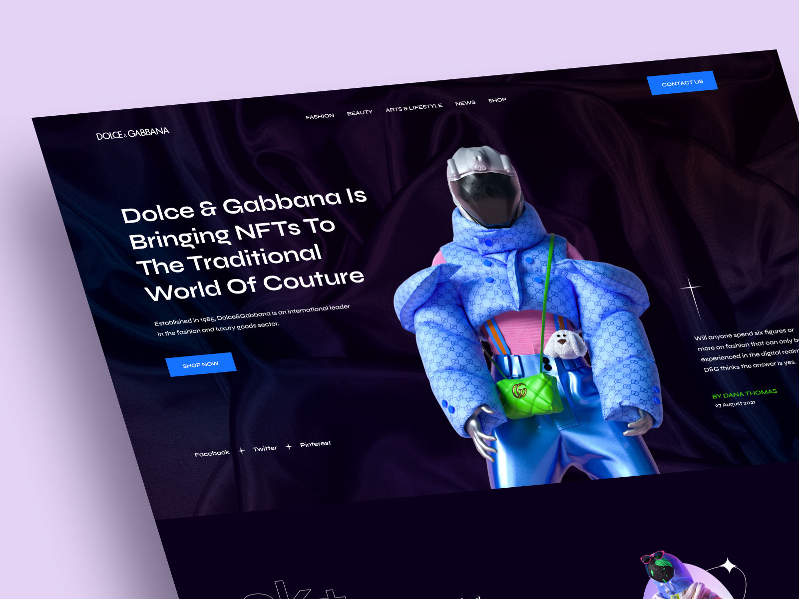 Digital Fashion NFT site by RH for Piqo Studio on Dribbble