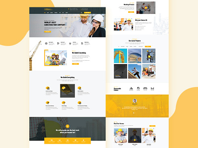 Construction Landing page builder construction construction site creative industrial minimal uidesign web yellow
