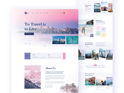 Travelo - Landing Page adobe xd clean creative flat colors landing page minimal mountain tour guide tourism travel travel agency trend 2019 typography uidesign uiux web white