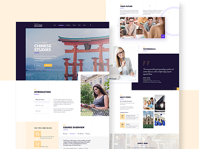 Chinese studies clean ui course page creative design education website landing page minimal studies trend 2019 typography uiux university web website