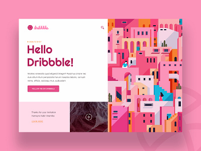 Hello Dribbble! debutshot firstshot hellodribbble illustration landing page minimal trend 2019 typography ui uidesign web