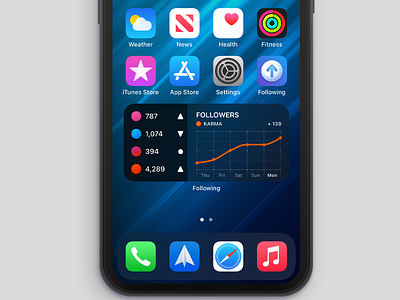 Following - Widget (iOS 14) v2 app beta ios ios 14 ios app design iphone iphone x karma misecia reddit ui ux widget