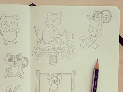 Sketches for Contest chipmunk fox mouse playground recess