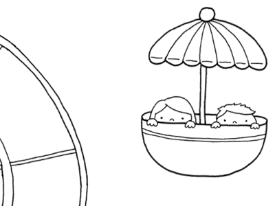 Inking A Ferris Wheel carnival children ferris wheel illustration inking kids