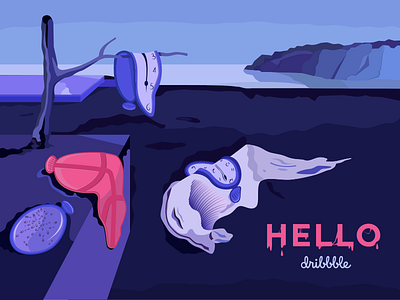 Dali Hello Dribbble dali style hello dribbble design illustration design