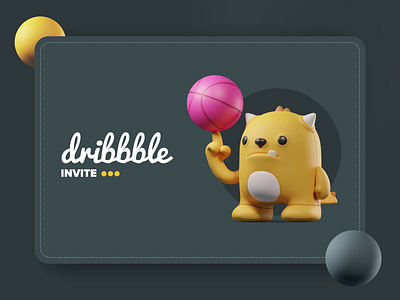 Dribbble Invite 3D Monster 3d 3d art animation blender3d cartoon cgi character clay illustration motion ui