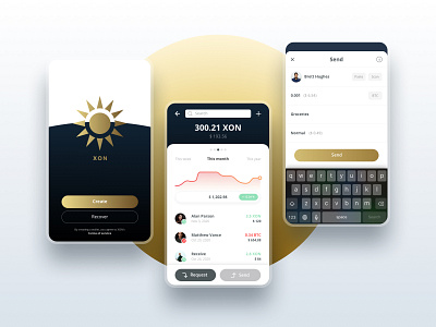 XON - Fintech - Cryptowallet - Mobile app design branding crypto wallet cryptocurrency fintech mobile design uidesign uxdesign