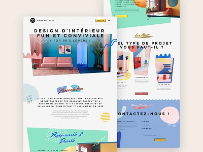 Interior Design Website - Memphis Deco 80s design branding digital design interiordesign memphisdesign mtv ui de uidesign ux design uxdesign webdesign