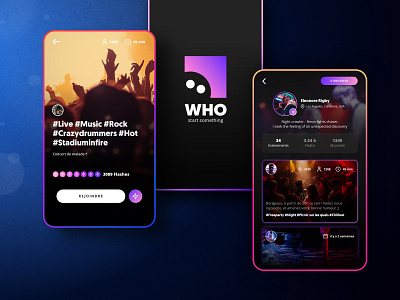 Event App - WHO - Live & Profile app design community concert event event app mobiledesign party uidesign uxdesign