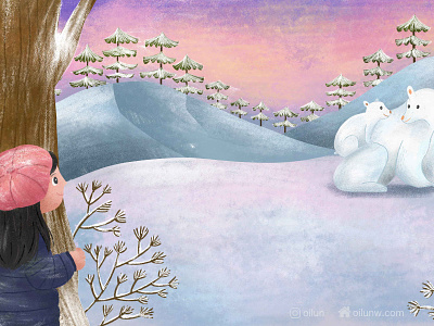 One snowy afternoon bear children book illustration illustration nature winter art
