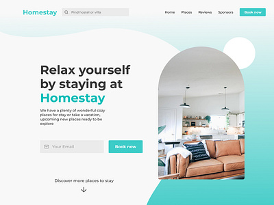 Homestay - Header landing page web design header landing page ui ui design web web design webui