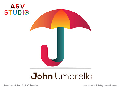 John Umbrella Logo Design alphabet branding business company creative design enterprise j logo marketing umbrella