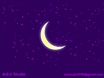 Sky with glowing stars and moon