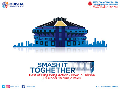21st Table Tennis Championship Cuttack, Odisha branding commonwealth creative illustrator logo table tennis