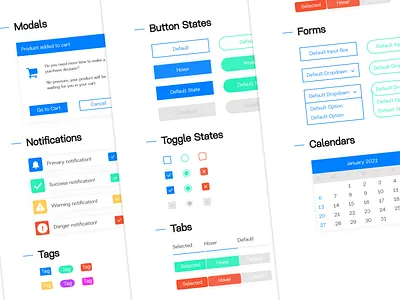 Web Development UI Kit! adobexd branding button calendars design development forms free kit notifications tabs tags toggles ui web webdev