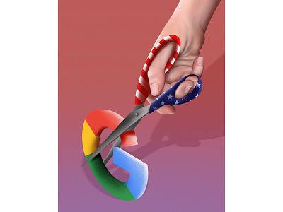 US Regulators Snip Away at Google 3d business design digital editorial editorial illustration illustration illustrator minimalism photorealism procreate published