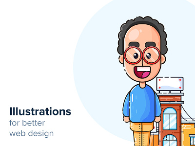 Illustrations for better web design building character illustrations glasses vector