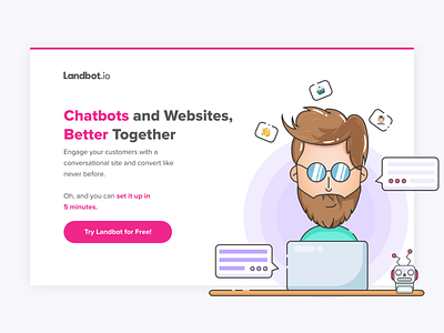 Landing Page for a Chatbot chat app chatbot landing page landing page design sass