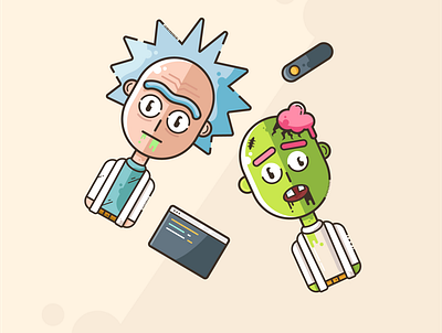 Rick Avatar & Zombie avatar character character design halloween pattern rick and morty vector