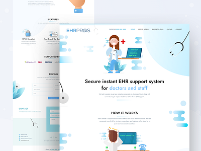 Landing Page EHR Pros doc doctors ehr illustrations landig page medical web design