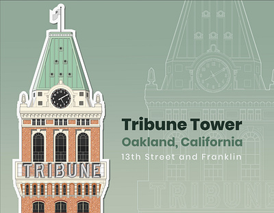 Oakland Tribune Building, Sticker Design architecture building oakland sticker design tower tribune building tribune tower vector vector illustrator