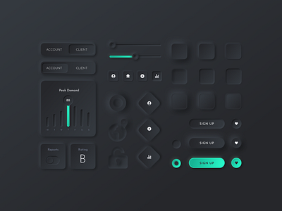 Neumorphic dark ui kit components