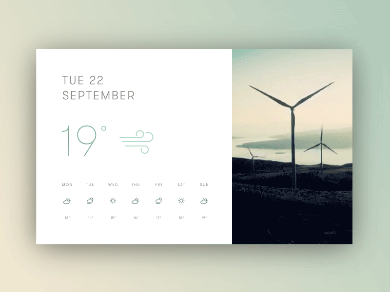 Weather App Two card cinemagraph material teal turbine weather wind windy