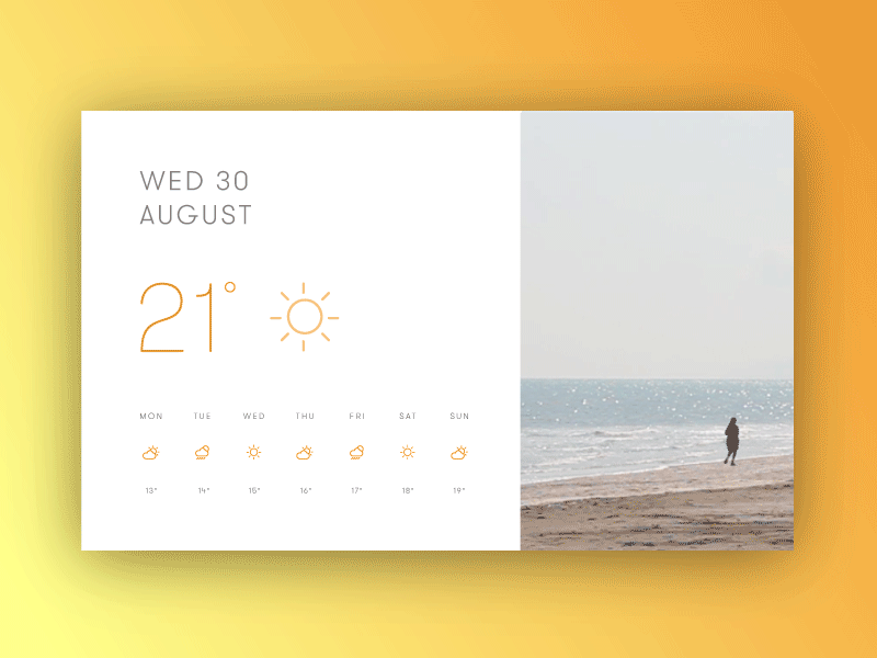Weather App Four card cinemagraph flat gif golden ratio seaside sunny sunshine weather