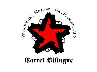 Cartel Bilingue black cartel gun latin logo red star